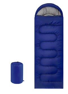 اشتري Sleeping Bag Portable Envelope Sleeping Bag Outdoor Adult Waterproof Travel Hiking Ultralight Sleeping Bag with Cap Camping Equipment  Blue 1.3 KG（180+30）* 75cm في السعودية