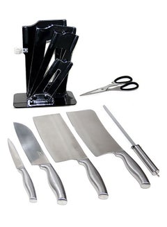Buy 5-Piece Kitchen Knife Set Stainless Steel With Stand YG-606 Black / Silver in Saudi Arabia