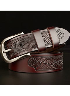 Buy Pin Buckle Eagle Engraved Leather Belt for Men in Saudi Arabia