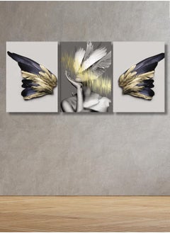 Buy Decorative Wall Art Painting with an Abstract design, 3 pieces, size 120x60 cm in Saudi Arabia