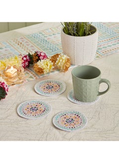 Buy Glimmer 4-Piece Printed Coaster Set 10 x 10 cm in UAE