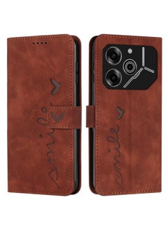 Buy For Tecno Pova 6 Pro Case,Premium Leather Wallet Case with Card Holder Kickstand Magnetic Closure Flip Folio Case Cover for Tecno Pova 6 Pro 5G,Brown in Saudi Arabia