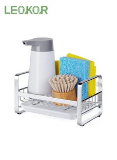 Buy Kitchen Sink Sponge Holder Stainless Steel Sink Organizer With Removable Drain Tray No Punch Dry Organizer Silver in Saudi Arabia