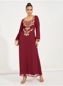 Buy Embroidered Sweetheart Neck Jalabiya in Saudi Arabia