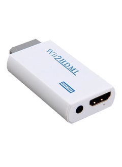 Buy Plastic Wii To HDMI 1080P Upscaling Converter Adapter With 3.5mm Audio Output White in UAE