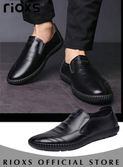 Buy Men's Business Formal Casual Leather Shoes Round Toe Fashion Oxford Shoes With Low Heel in UAE