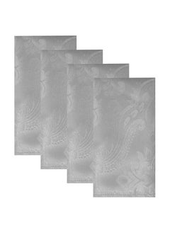 اشتري Set of 4 Silver Elegance Damask Table Fabric Napkins Handkerchief Wedding 17 x 17inch في السعودية