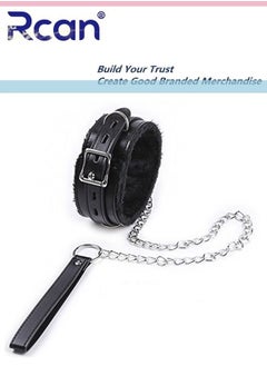 Buy Thick Plush Skin-Friendly PU Leather Choker Adjustable Multipurpose Necklace with Metal Chain for Women Clavicle Chain Neck Ornament Taking Art Photos Club Festival Party Home Bedding Cosplay in Saudi Arabia