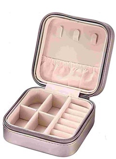 اشتري ORiTi Portable Travel Mini Jewelry Box Leather Jewellery Ring Organizer Case Storage Gift Box Girls Women (GREY BLACK) في الامارات