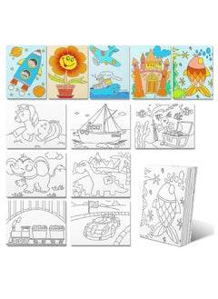 اشتري 24 Pcs Painting Canvas for Kids Painting Canvas Panels, Art Canvas Painting Kit, 7.8 x 5.8 Inch Pre Printed Designs Pre Drawn Canvas Kit, for Kids Teenagers Acrylic Pouring Oil Water Color Gift في السعودية