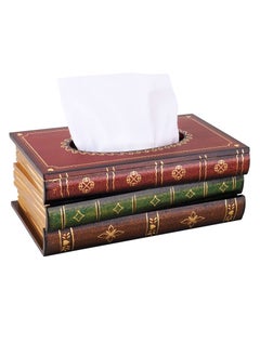 اشتري Handmade Rectangular Paper Towel Box of Classical Vintage Wooden Antique Books في الامارات