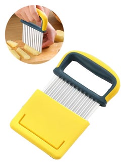 Buy Potato pleated fried vegetable cutting knife, stainless steel carrot slicer (yellow) in Saudi Arabia