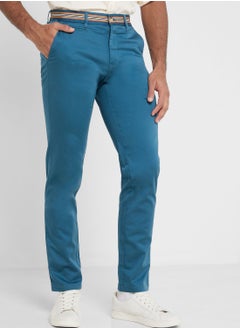 اشتري Thomas Scott Men Blue Cotton Slim Fit Chinos Trousers في الامارات