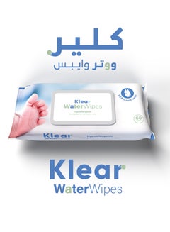Buy Klear WaterWipes Hypoallergenic 99.9 Water - 60 Wipes in UAE