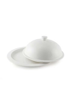 Buy Ivory Porcelain Flat Plate with Cover 25.5x2.7 cm in UAE