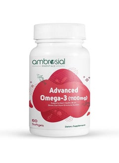 Buy Ambrosial Advanced Omega 3 fish oil | High Strength fish oil capsules 1100mg with 360mg EPA & 240mg DHA |Supports Healthy Heart & Immunity | 120 Softgels in UAE
