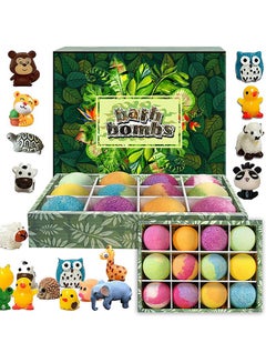Buy Bath Bombs for Kids with Toys Inside - Set of 12 Bubble Bath Fizzies with Jungle Animal Toys. Gentle and Kids Safe Spa Bath Fizz Balls Kit. in Saudi Arabia