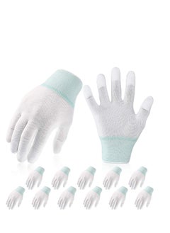 اشتري 12 Pairs Quilting Grip Gloves Household Machine Quilting Sewing Grip Gloves for Free Motion Finger Gloves White Nylon Quilters Free Motion Machine for Sewing Green Medium Size في السعودية