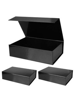 Buy 3 Pack Black Collapsible Gift Box With Magnetic Closure Lids 10.5X7X3 In Bridesmaid Groomsmen Proposal Box Medium Rectangle Box For Present Graduation Wedding Storage in UAE