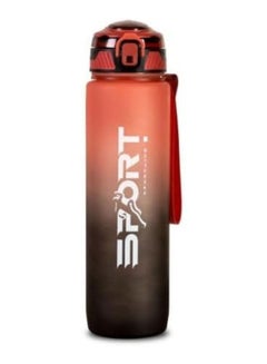 Buy MultiColor plastic drinking water bottle sport bottle with handle, lock cover & leak proof used for school, office gym and outdoor sports 1 Litre red/black in Egypt