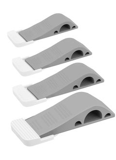 Buy 4 Pack Rubber Door Stoppers Wedge with Door Holder, Security Door Stop for Bottom of Door, Doorstop on Carpet, Concrete, Tile, Wood Floor, Stackable Door Stops for Heavy Duty Door Grey in Saudi Arabia