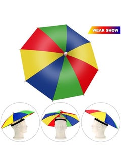 اشتري Umbrella Hat 55CM Sunscreen Windproof Hands Free Head Cap UV Protection Hats Mounted Top Folding for Fishing Beach Golf Sunshade Outdoor Mulit Color في الامارات