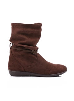 اشتري Oval Toecap Shape Suede Boots - Brown في مصر