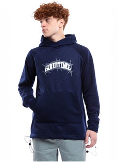 Buy Printed "Good Time" Slip On Heather Navy Blue Hoodie in Egypt