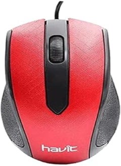 Buy HAVIT MS80 OPTICAL 1200 DPI, 3 KEYS USB MOUSE, RED in Egypt