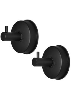 Buy Suction Cup Hooks for Shower Towel Holder Stainless Steel Vacuum Bathroom Shower Hook Suction Washcloth Hanger Kitchen Towel Rack for Robe Loofah Wreath Glass Door Window Wall Brushed Black 2Pcs in UAE