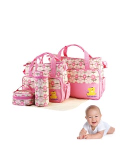 Buy 5-in-1 Set Multifunctional Baby Diaper Bag, Maternity Mummy Handbag, Changing Set Handbag, Portable Nappy Basket Storage Organiser, Maternity Baby Bag for Boys Girls (Pink) in UAE