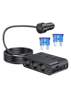 اشتري 7 in 1 Car Charger Adapter, 3 Socket Splitter with PD/QC 3.0 * Charge(3.3FT Cable) 3 USB Ports 1 Type-C Ports for All Car Devices في السعودية