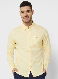 Buy Men Yellow Slim Fit Casual Cotton Shirt in Saudi Arabia