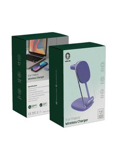 Buy Green Lion 3 in 1 Fabric Wireless Charger 15W - Purple in UAE