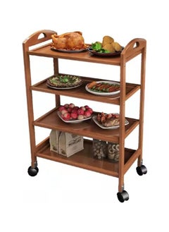 Buy bunca 4' Layer Kitchen Storage Rack with Swivel Wheels, Brown in Saudi Arabia