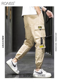 Buy Men's Cargo Pants Casual Pants with Elastic Drawstring Suitable for Various Body Types Simple and Trendy in Saudi Arabia