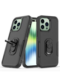 Buy iPhone 15 Pro Max Case, Dual Layer Anti-Fall Heavy Duty Shockproof Full Body Protective Phone Cover, Built in 360° Rotatable Magnetic Ring Holder for Apple iPhone 15 Pro Max (Black) in UAE