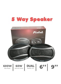 Buy Car Speakers 2 Pcs Set 6 x 9 Coaxial 5 Way Speaker For Stereo Audio Video Player 600W 5 Way Voice PISTOL - TSA6995S in Saudi Arabia