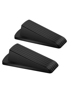 Buy Door Stoppers for Bottom of Door on Floor, Premium Rubber Stoppers Wedge, Door Stops for Carpet Heavy Duty, Door Stoppers for Bottom of on Tile, Concrete, Wooden Floor, Door Gaps (Black, 2 Pack) in Saudi Arabia