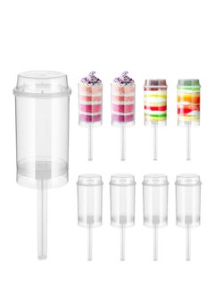 اشتري 40pcs Push Up Cake Shooter Round Shaped Push Pops Plastic Cake Containers Pusher Clear Cake Mold with Lids for Bakery Kitchen Home في الامارات