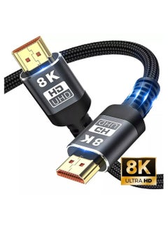 Buy HDMI 2.1 8K60Hz 4K120Hz 6.6FT 2M Ultra High Speed 48Gbps Flexible Braided Cord Dynamic HDR Super Realistic 3D and Support VRR Gaming Compatible with PC Laptop Xbox Play Station MacBook TV Box and HDTV in UAE