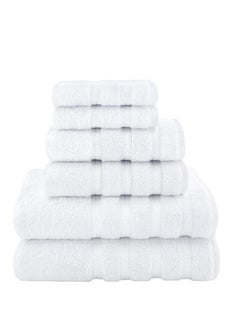 Buy American Soft Linen Luxury 6 Piece Towel Set, 2 Bath Towels 2 Hand Towels 2 Washcloths, 100% Cotton Turkish Towels for Bathroom, White Towel Sets in UAE