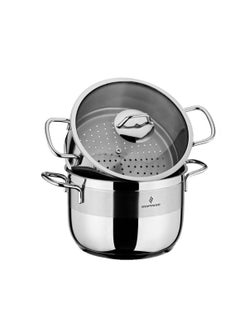 Buy Sofram steel steam pot size 22cm with glass lid in Saudi Arabia