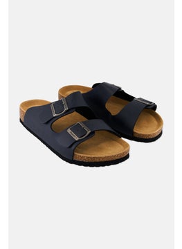 Buy Men Buckle Slip On Sandals, Navy Blue in Saudi Arabia