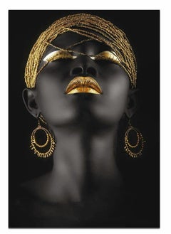 Buy Wall Painting, African Women Art Wall Decor Canvas Wall Art Original Designed Pop Gold earrings necklace Black Pretty Girl Style Painting on Canvas Poster Print without Frame ( 50 x 70 cm ) in Saudi Arabia