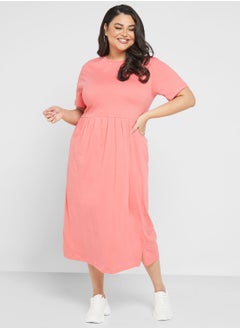 Buy Pleated T-Shirt Midi Dress in Saudi Arabia