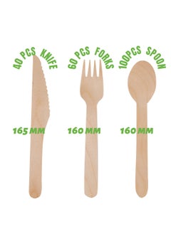 Buy 230PCS Set of 100 Disposable Spoons, 60 Disposable Forks, and 40 Disposable Knives. Plus, Receive a Gift of 30 Disposable Paper Straws. This 100% Natural Wooden Disposable Cutlery et is Eco-Friendly in UAE