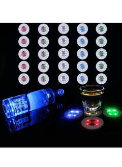 اشتري LED Coaster, Light Up Coasters for Drinks, Liquor Bottle Light Stickers Coasters, Flash Light Up Bar Coaster for Club, Bar, Party, Wedding Decor Multicolor 25 Pack في الامارات