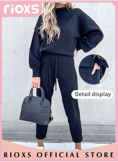 اشتري Women's 2 Pieces Long Sleeves Track Suits Daily Casual Jogger Outfits Loose Pullover Sweatshirt and Jogging Pants في الامارات