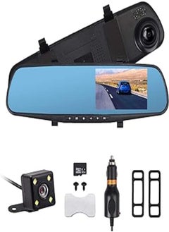 Buy AUTOUTLET 4.3'' HD 1080P Dual Lens Car DVR Mirror Dash Cam Recorder 32G Memory Card in Egypt